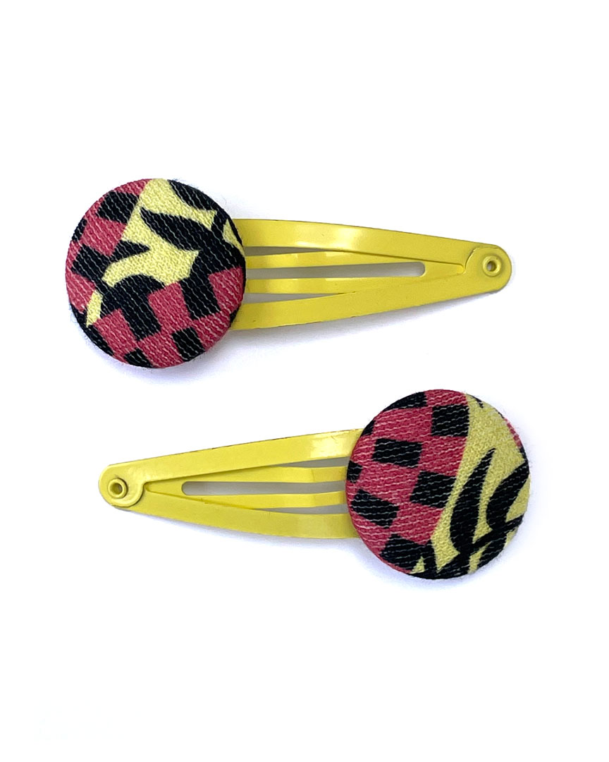 African inspired kids hair clips in red/yellow