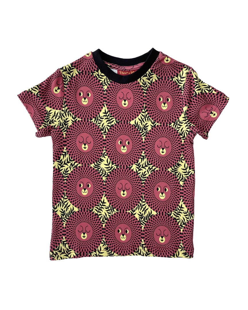 African inspired red / yellow / black lion face t-shirt